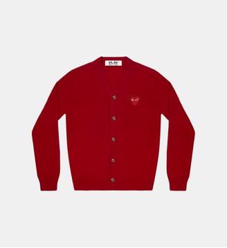 Cardigan court droit en laine unisexe - Comme des Garçons PLAY - Rouge