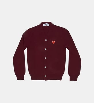 Cardigan court droit en laine unisexe - Comme des Garçons PLAY - Bordeaux