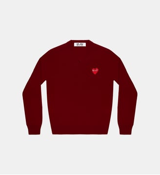 Pull droit en laine col V unisexe - Comme des Garçons PLAY - Bordeaux