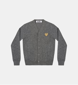 Cardigan droit en laine unisexe - Comme des Garçons PLAY - Gris moyen