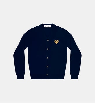 Cardigan droit en laine unisexe - Comme des Garçons PLAY - Bleu marine