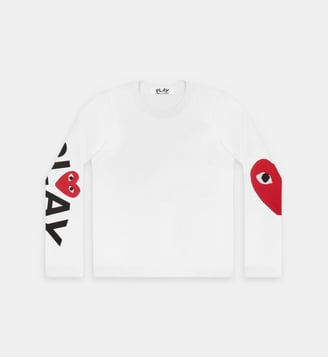 T-shirt droit coton manches longues siglées unisexe - Comme des Garçons PLAY - Blanc