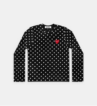 T-shirt manches longues en coton à pois unisexe - Comme des Garçons PLAY - Noir et blanc