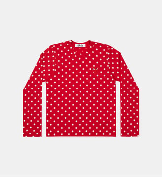 T-shirt manches longues en coton à pois unisexe - Comme des Garçons PLAY - Rouge et blanc