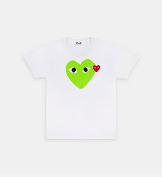 T-shirt droit coton double cœur unisexe - Comme des Garçons PLAY - Blanc et vert