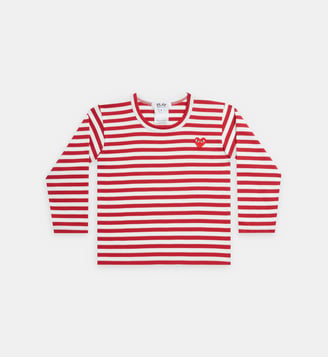 T-shirt droit manches longues rayé - Comme des Garçons PLAY - Rouge et blanc