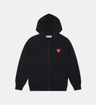 Sweat droit coton molleton zippé capuche unisexe - Comme des Garçons PLAY - Noir