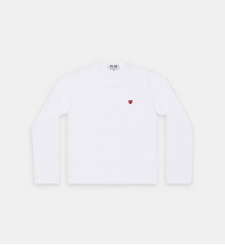 T-shirt droit coton manches longues unisexe - Comme des Garçons PLAY - Blanc