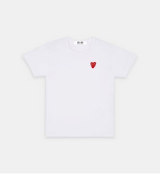 T-shirt droit coton double cœur unisexe - Comme des Garçons PLAY - Blanc
