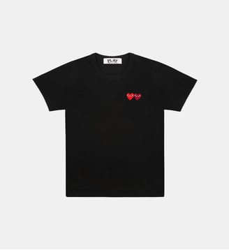 T-shirt droit double cœur en coton - Comme des Garçons PLAY - Noir