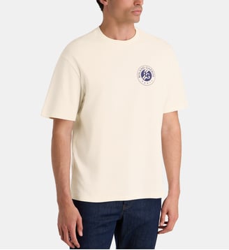T-shirt droit Bloose en coton bio - Galeries Lafayette - Écru et bleu marine