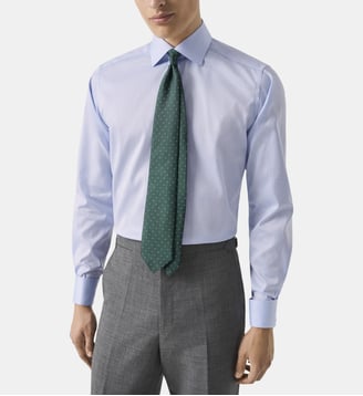 Chemise slim twill de coton - Eton - Bleu clair