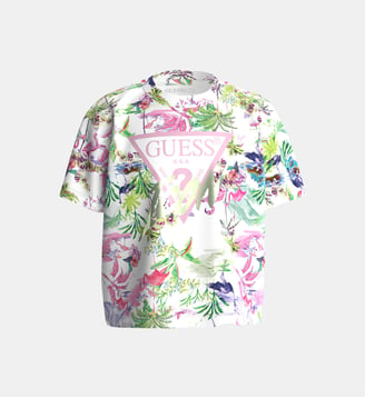 T-shirt droit en coton à motif - Guess - Multicolore