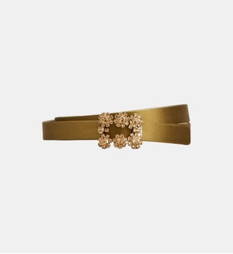 Ceinture fine Flower Strass à boucle cristaux - Roger Vivier - Marron
