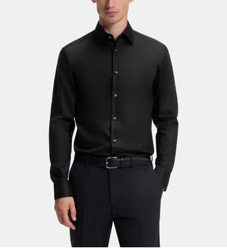 Chemise slim en popeline de coton stretch - BOSS - Black