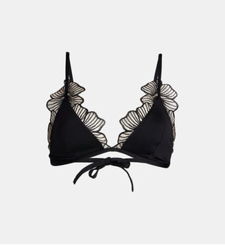 Haut de bikini triangle Gabrielle à dentelle en nylon mélangé - Chichi Castelnango - Noir