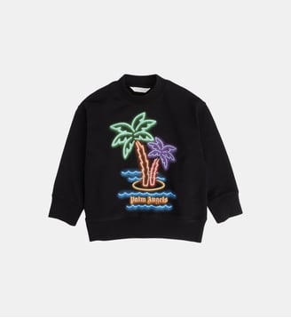 Sweat droit siglé à imprimé néon en coton - Palm Angels - Noir