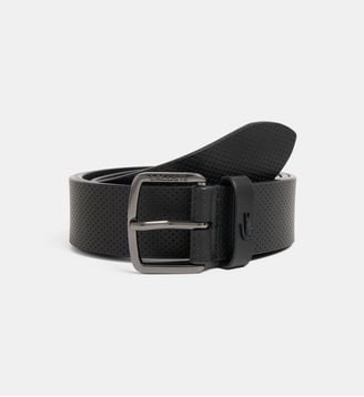 Ceinture moyenne réversible Elegance en cuir enduit perforé - Lacoste - Bleu nuit