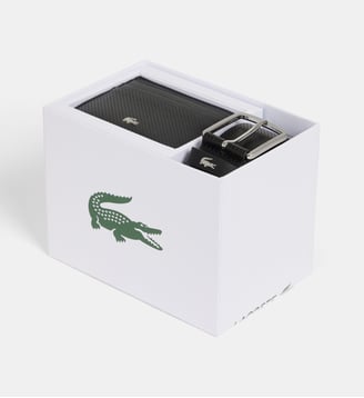 Coffret élégance ceinture et porte-cartes à logo crocodile - Lacoste - Noir