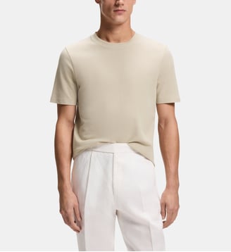 T-shirt en coton mélangé à la structure jacquard effet bulle - BOSS - Beige