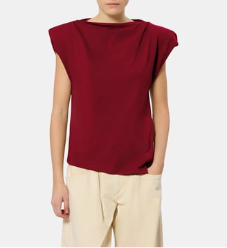 T-shirt droit en coton col bateau - Isabel Marant - Bordeaux foncé