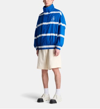 Parka coupe vent Track rayures et monogramme - JW Anderson - Bleu et blanc