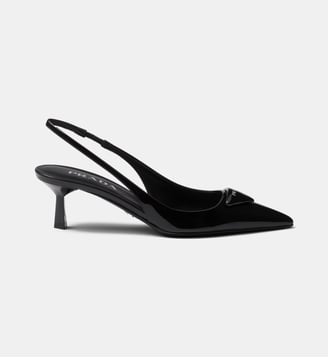 Escarpins sling back en cuir verni - Prada - Noir