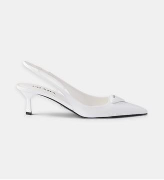 Escarpins sling back en cuir verni - Prada - Blanc