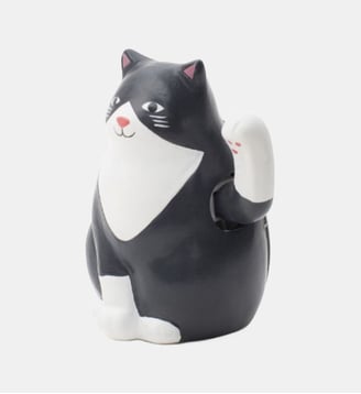 Figurine - Chat japonais solaire - Kikkerland - Noir et blanc