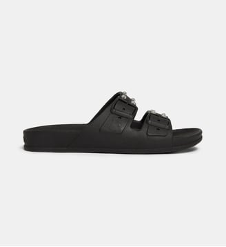 Mules plates Florianopolis double bride clous - Cacatoes - Noir