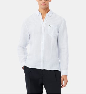 Chemise droite à rayures  - Lacoste - Bleu clair