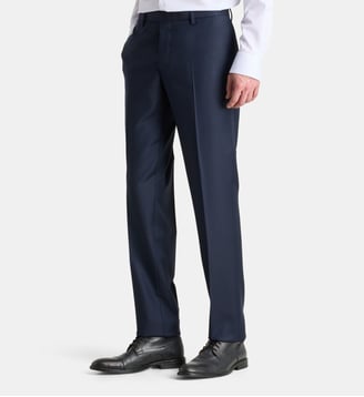 Pantalon de costume à pinces Sartory laine sergée - Comptoir GL - Bleu foncé