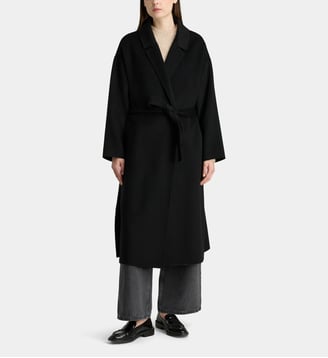 Manteau peignoir long Blois ceinturé en laine mélangée - Galeries Lafayette - Noir