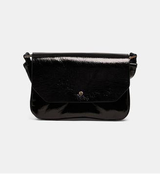 Sac à main crossbody Arthur Vernis cuir - Galeries Lafayette - Noir