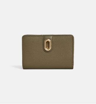 Portefeuille compact Selena en cuir grainé - Galeries Lafayette - Kaki et vert