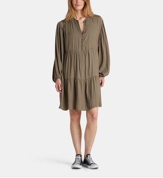 Robe genoux Bengali Satl fluide ample plumetis - Galeries Lafayette - Écru et gris