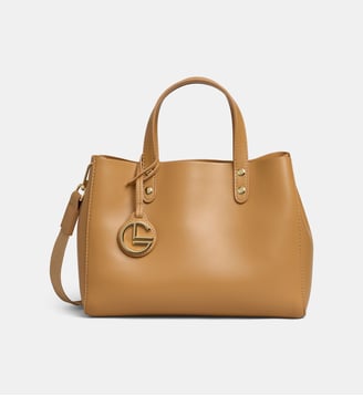 Sac cabas Elsa et sa pochette amovible effet lisse souple - Galeries Lafayette - Caramel