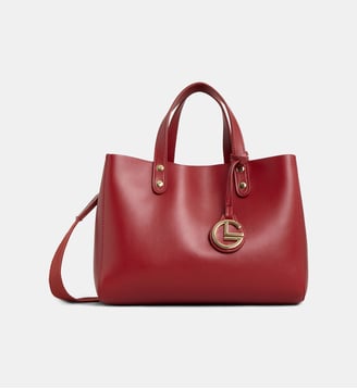 Sac cabas Elsa et sa pochette amovible effet lisse souple - Galeries Lafayette - Rouge foncé
