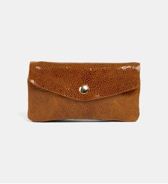 Pochette Twin 3 poches cuir fantaisie - Les Cléias - Camel