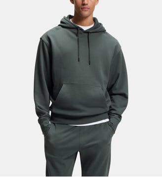 Hoodie droit coton molleton signature - BOSS - Open green