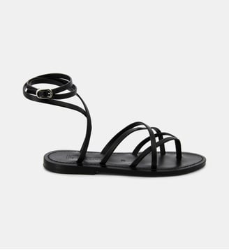 Sandales plates Zenobie en cuir - K.Jacques - Noir