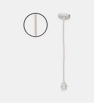 Suspension douille blanche 110 cm câble coton blanc et rosace - Opjet Paris - Blanc