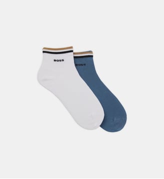 Chaussettes basses en coton mélangé - BOSS - Bleu et blanc