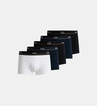 Lot de 5 boxers courts coton stretch signature - BOSS - Open blue