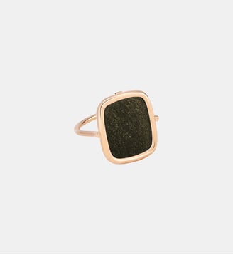 Bague en or rose et obsidienne dorée - Ginette Ny - Noir et doré