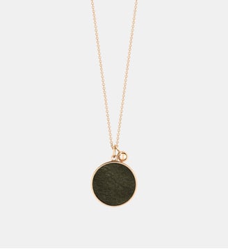 Chaine-Disque en or rose et obsidienne dorée - Ginette Ny - Vert