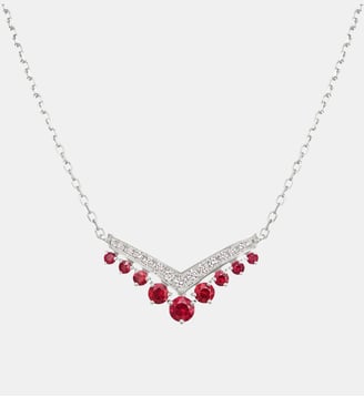 Pendentif en or blanc rubis et diamants - Chaumet - Argent et rouge