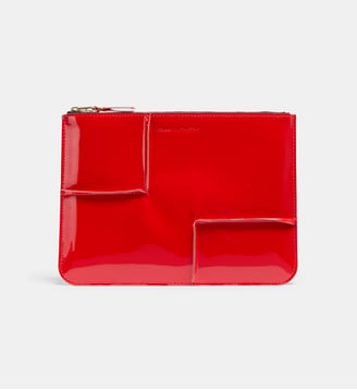 Petite pochette à coutures relief en cuir - Comme des Garçons WALLETS - Rouge