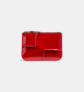Porte-monnaie coutures relief en cuir - Comme des Garçons WALLETS - Rouge