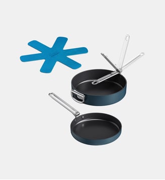 Lot de 2 poêles anti adhésives et protection - Joseph Joseph - Noir